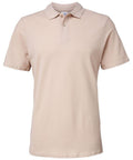 The Gildan GD017 is a plain beige polo shirt featuring short sleeves and a collar, shown against a white background.