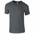 A plain dark gray short-sleeve T-shirt by Gildan, product GD01B.