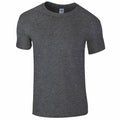 A Gildan GD01B t-shirt, featuring a plain dark gray color, is displayed against a white background. It has short sleeves and a round neckline, with a simple and casual design.