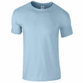 The GD01B by Gildan is a plain light blue t-shirt with short sleeves and a round neckline, set against a white background.