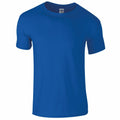 A plain blue GD01B T-shirt from Gildan displayed against a white background, featuring a round neck and short sleeves.