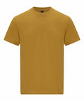 A simple Gildan GD024 mustard-colored T-shirt showcased against a white backdrop. This T-shirt features a classic crew neck and short sleeves.