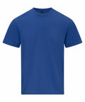 The GD024 by Gildan is a plain blue T-shirt set against a white background, featuring a simple crew neck design and short sleeves.