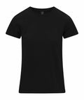 Gildan GD026 black T-shirt on a white background, featuring a front view with short sleeves and a crew neckline.