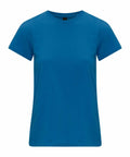 The GD026 from Gildan is a plain blue T-shirt, showcased on a white background. It features short sleeves and a round neckline, presented unworn and laid flat.