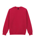 A red crewneck sweatshirt from Sweatshirts, featuring long sleeves and ribbed cuffs, displayed against a white background.