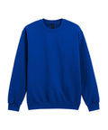 A solid royal blue crew neck long-sleeved sweatshirt, named "Sweatshirts," with ribbed cuffs and waistband, is laid flat on a white background.
