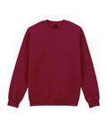 A Sweatshirts crewneck in plain maroon is displayed flat on a white background, featuring long sleeves with ribbed cuffs and a ribbed hem.