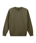 A laid-flat olive green crew neck sweatshirt with long sleeves, ribbed cuffs, and hem from the Sweatshirts collection, shown on a white background.