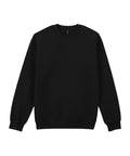 The Sweatshirts product is a plain black crew neck with long sleeves, ribbed cuffs, and a ribbed waistband, shown against a white background.