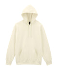 The Hoodies sweatshirt is off-white with a drawstring hood, front kangaroo pocket, and long sleeves, shown laid flat on a white background.