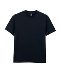 A plain black short-sleeve crew neck T-shirts product is shown on a white background, featuring no visible logos, patterns, or designs.