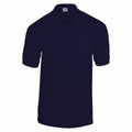 The Gildan GD040 is a plain, dark navy blue polo shirt presented against a white background. It features short sleeves and a classic collar with a two-button placket.