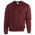 The Gildan GD056 is a plain maroon crewneck sweatshirt with long sleeves, ribbed cuffs, and a hem, displayed against a white background.
