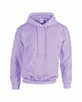 A light purple GD057 hooded sweatshirt featuring a front pocket and drawstring, with the Gildan label inside the collar. It is showcased against a simple white backdrop.