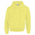 A vibrant yellow hoodie, product GD057 by Gildan, featuring a front pouch pocket and drawstring hood. The design is simple, without any patterns or decorations.