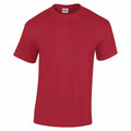 A Gildan GD05B plain red T-shirt showcased on a white background, featuring short sleeves, a crew neckline, and a visible label inside the collar.