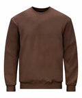 A Gildan GD066 plain brown crewneck sweatshirt displayed on a white background.