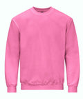 The Gildan GD066 features a plain pink design with long sleeves and a ribbed neckline, cuffs, and hem, displayed against a light background.