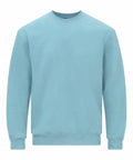The Gildan GD066 is a plain light blue crew neck sweatshirt featuring long sleeves, showcased against a white background.