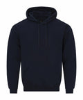 A plain black Gildan GD067 hoodie with a front pocket and drawstring hood, displayed against a white background.