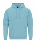 The Gildan GD067 is a light blue hoodie featuring a front pocket and drawstring hood, designed for a casual and comfortable fit. The fabric is soft and lightweight, making it ideal for everyday wear.