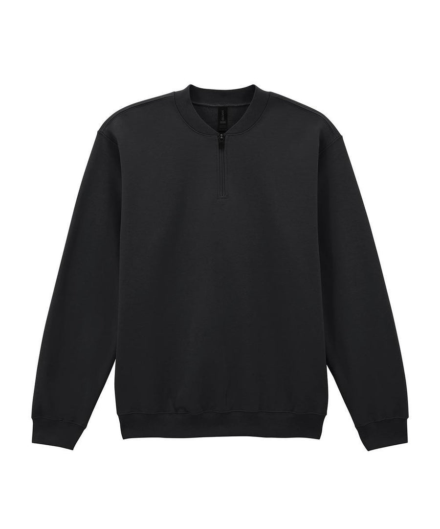 The Sweatshirts is a plain black long-sleeve top with a quarter-zip collar, ribbed cuffs, and ribbed hem, shown against a white background.