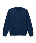The Sweatshirts pullover features a plain navy blue design with long sleeves, ribbed crew neck, short front zip, ribbed cuffs and hem, and no visible logos or patterns.