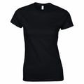 A Gildan GD072 plain black short-sleeve t-shirt set against a white background.