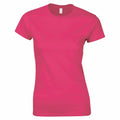 A plain, bright pink Gildan t-shirt (Product Name: GD072) with short sleeves and a round neckline is displayed against a white background. The shirt appears simple and unadorned.