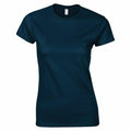 The Gildan GD072 is a short-sleeved plain dark blue T-shirt with a round neckline.