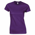 A plain purple t-shirt from Gildan's GD072 line is displayed against a white background. This shirt features short sleeves, a crew neck style, and appears to be made of cotton material.