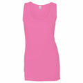 A Gildan GD077 pink tank top displayed against a white background.