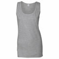 The Gildan GD077 is a plain gray sleeveless tank top with a scoop neckline, displayed against a white background.