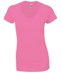 A plain Gildan GD078 pink V-neck T-shirt on a white background.