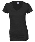 Gildan's GD078, a V-neck T-shirt in plain black, displayed on a white background.