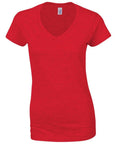 Gildan GD078, a red V-neck short-sleeve T-shirt, displayed on a plain background.