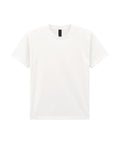 A plain white T-shirt short-sleeved crew neck is displayed on a white background, featuring no visible logos or designs.