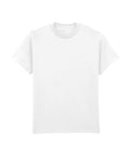A plain white short-sleeve crew neck T-shirts product is shown against a white background, featuring no visible logos, designs, or graphics.