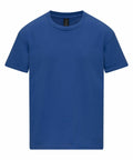A Gildan GD24B plain blue T-shirt is displayed against a white background. It features a classic crew neck and short sleeves, with no visible logos or designs.