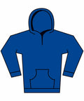 Illustration of the Gildan GD67B, a blue hooded sweatshirt featuring long sleeves and a large front pocket, displayed against a plain white background.