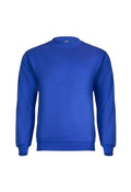 The Uneek Eco Sweatshirt is a plain, royal blue crewneck with long sleeves, displayed against a white background.