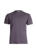 Displayed against a white background, the plain charcoal Eco T-Shirt features short sleeves and a round neckline, offering both style and sustainability.