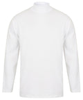 A Henbury HB020 plain white long-sleeve turtleneck shirt.