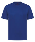 A solid royal blue T-shirt product with short sleeves and a crew neck is displayed on a white background.
