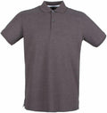 A Henbury HB101 polo shirt in plain dark gray, featuring short sleeves and a collar, showcased against a white background.