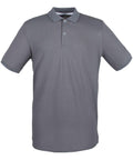 The HB101 by Henbury is a gray short-sleeve polo shirt featuring a collar and three front buttons. It has a smooth and lightweight fabric, making it ideal for casual or semi-formal occasions.