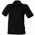 Henbury HB401 black short-sleeve polo shirt displayed on a white background.
