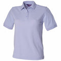 The HB401 by Henbury is a light blue short-sleeve polo shirt featuring a collar and three buttons, displayed against a white background.