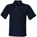 A Henbury HB410 black short-sleeve polo shirt featuring a three-button placket and a collar.